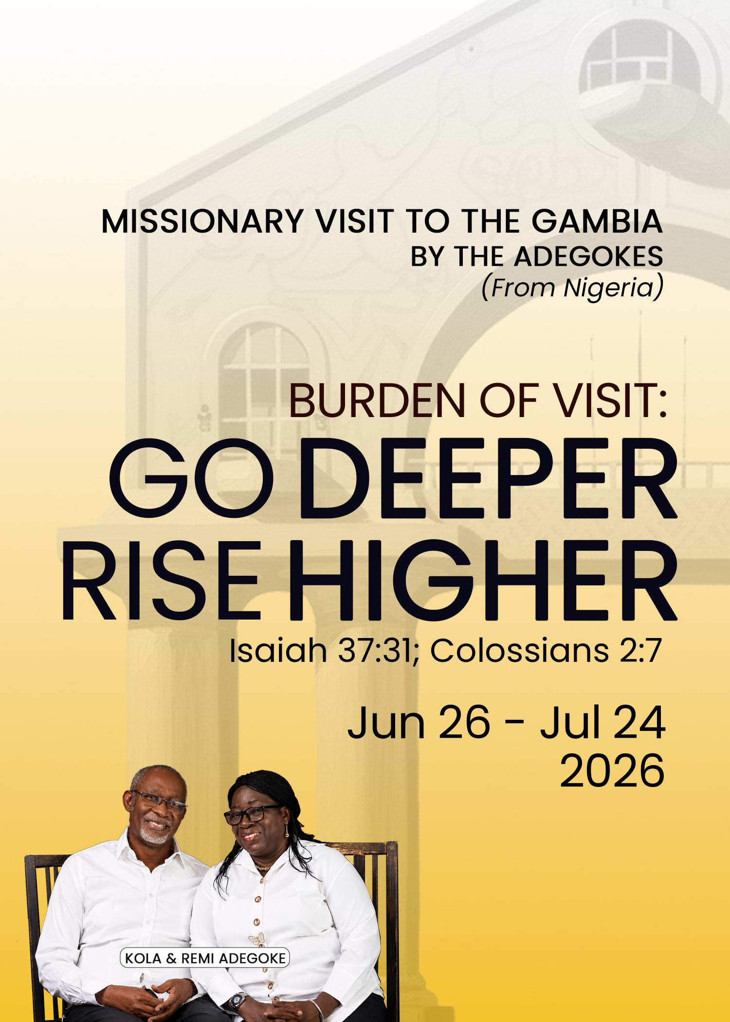 MISSIONARY VISIT TO THE GAMBIA BY THE ADEGOKES (From Nigeria) 